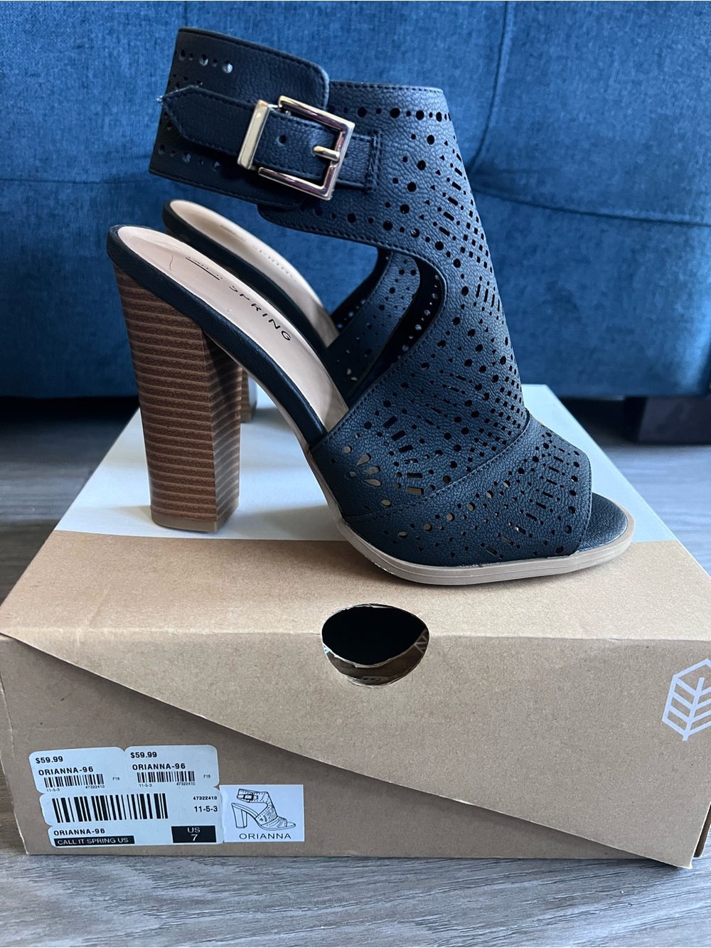 New Call It Spring Black Peep Toe Ankle Heeled Sandals - Picture 4 of 13